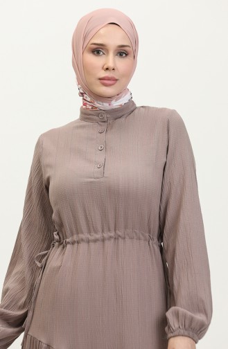 Side Tie Shirred Dress 0363-03 Mink 0363-03