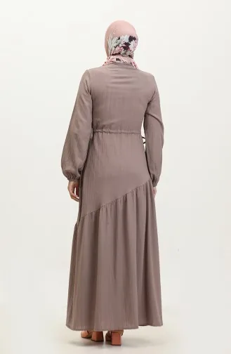 Side Tie Shirred Dress 0363-03 Mink 0363-03