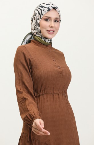 Side Tie Shirred Dress 0363-04 Tan 0363-04