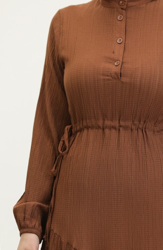 Side Tie Shirred Dress 0363-04 Tan 0363-04