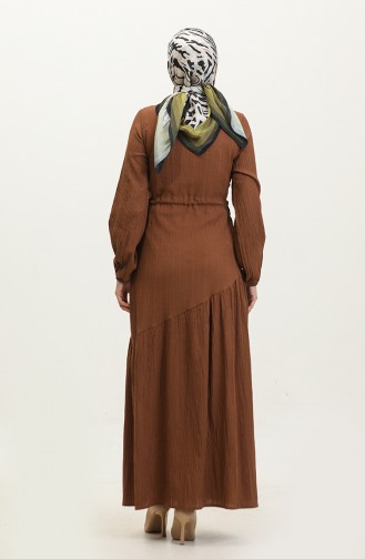 Side Tie Shirred Dress 0363-04 Tan 0363-04