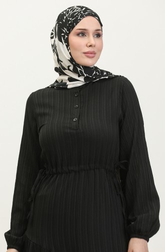 Robe Froncee Nouée Sur Le Côté 0363-05 Noir 0363-05