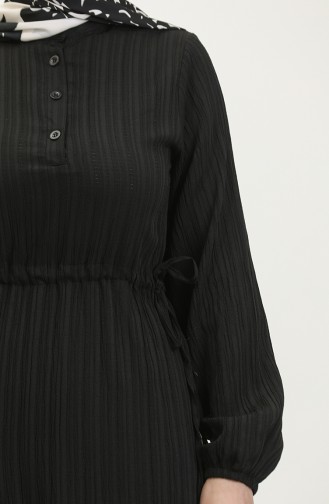 Side Tie Shirred Dress 0363-05 Black 0363-05