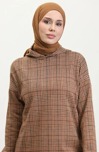 Tunique A Capuche Respiro Jacquard 8706-01 Marron Noir 8706-01