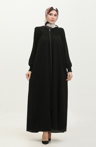 Gıppeli Abaya Mit Reißverschluss 5071-01 Schwarz 5071-01