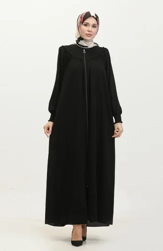 Gıppeli Abaya Mit Reißverschluss 5071-01 Schwarz 5071-01