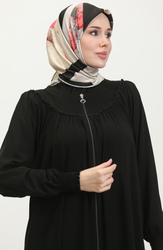 Gıppeli Abaya Met Ritssluiting 5071-01 Zwart 5071-01