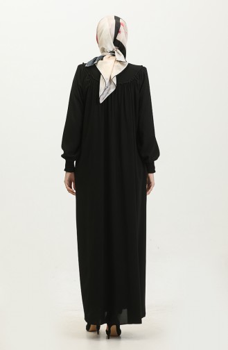 Gıppeli Abaya Mit Reißverschluss 5071-01 Schwarz 5071-01