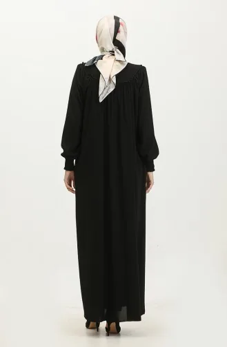Gıppeli Abaya Mit Reißverschluss 5071-01 Schwarz 5071-01
