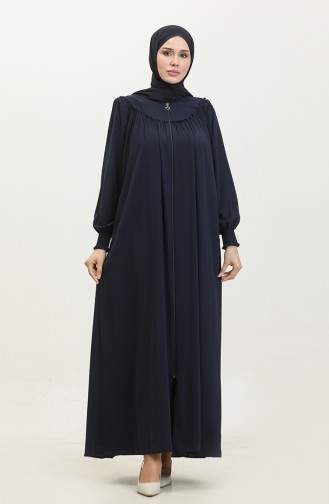 Zippered Abaya 5071-02 Dark Blue 5071-02