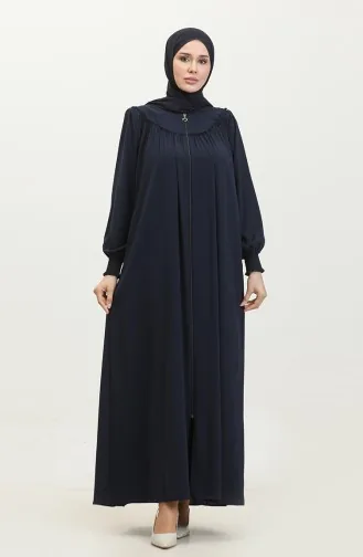 Zippered Abaya 5071-02 Dark Blue 5071-02