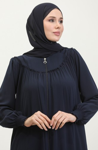 Zippered Abaya 5071-02 Dark Blue 5071-02