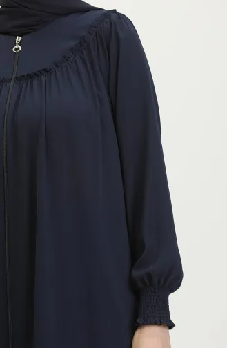 Zippered Abaya 5071-02 Dark Blue 5071-02