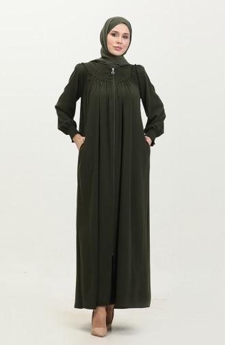 Gıpeli Abaya Mit Reißverschluss 5071-03 Khaki 5071-03