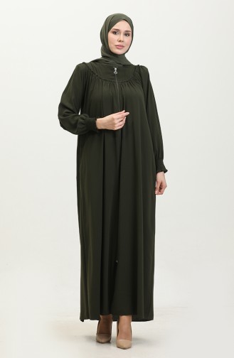 Gıpeli Abaya Mit Reißverschluss 5071-03 Khaki 5071-03