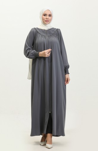 Gıppeli Abaya Met Ritssluiting 5071-05 Grijs 5071-05