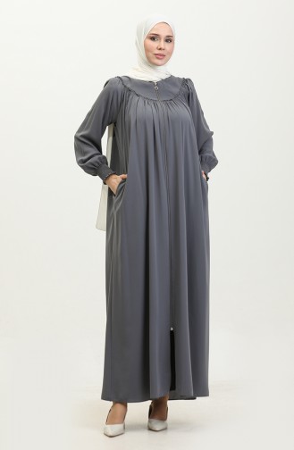 Gıppeli Abaya Mit Reißverschluss 5071-05 Grau 5071-05