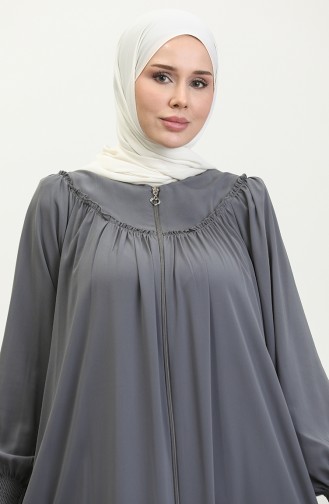 Gıppeli Abaya Mit Reißverschluss 5071-05 Grau 5071-05