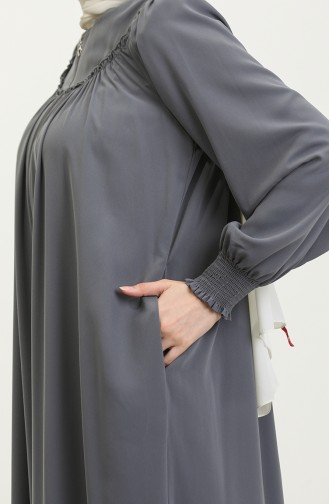 Gıppeli Abaya Mit Reißverschluss 5071-05 Grau 5071-05