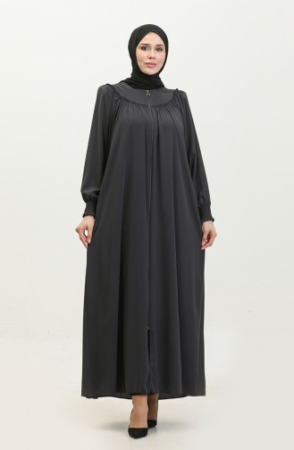 Zippered Abaya 5071-06 Smoked Gray 5071-06