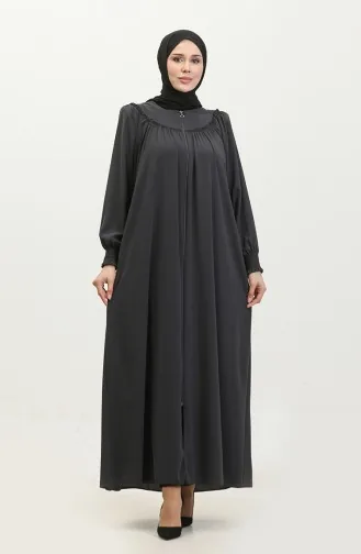 Gıpeli Abaya Mit Reißverschluss 5071-06 Geräuchert 5071-06
