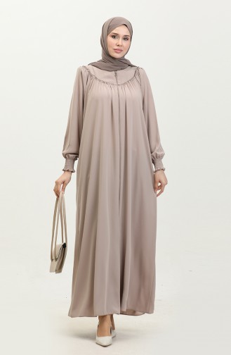 Gıpeli Abaya Mit Reißverschluss 5071-07 Creme 5071-07