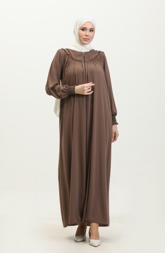 Gıpeli Abaya Mit Reißverschluss 5071-08 Milchkaffee 5071-08