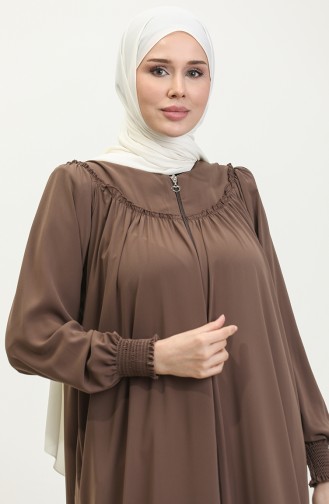 Gıpeli Abaya Mit Reißverschluss 5071-08 Milchkaffee 5071-08