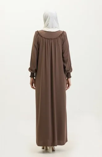 Zippered Abaya 5071-08 Milky Coffee 5071-08
