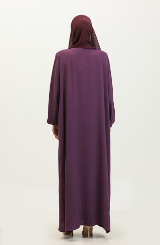 Große Ayrobin-Abaya Für Damen Mit Reißverschluss Und Länger Als 5176 Pflaume 5176.Mürdüm