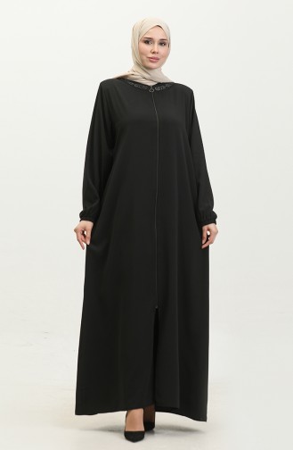 Ayrobin Abaya Grande Taille Pour Femmes Zippée Et Plus Longue Que La Longueur 5176 Noir 5176.siyah