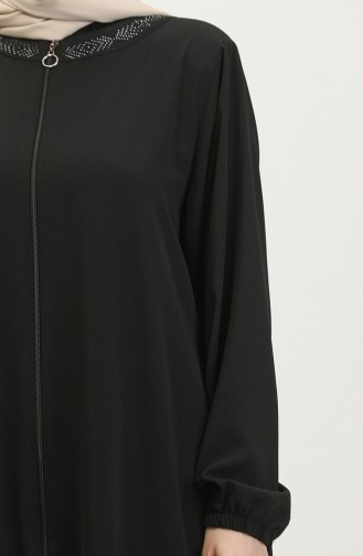 Ayrobin Abaya Grande Taille Pour Femmes Zippée Et Plus Longue Que La Longueur 5176 Noir 5176.siyah