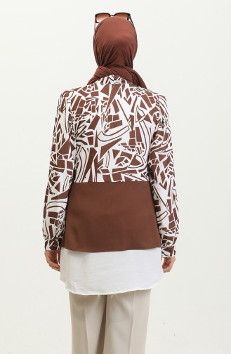Chain Detailed Patterned Blouse Brown T1692 885