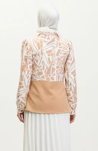 Chemisier à Motifs Détaillés En Chaîne Beige T1692 887