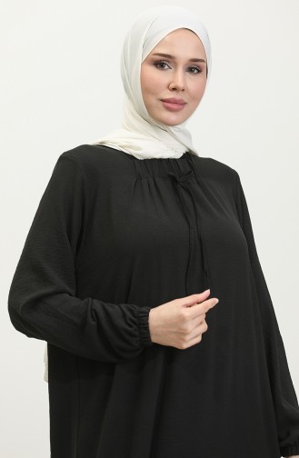 Kadin Buyuk Beden Ayrobin Uzun Anne Elbise 8408 1 Siyah