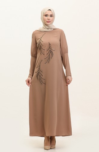 Stone Detail Dress Mink 7804 850