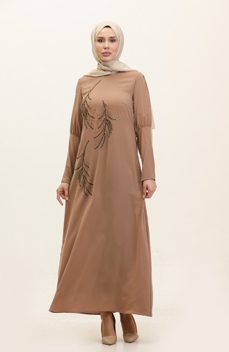 Stone Detail Dress Mink 7804 850