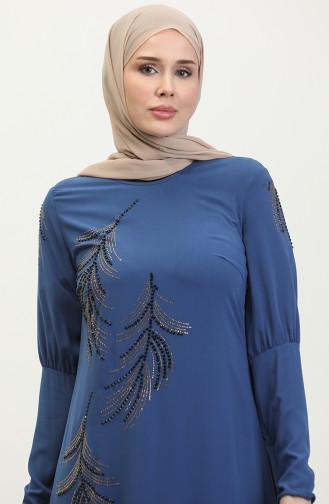 Kleid Mit Steindetail Blau 7804 851