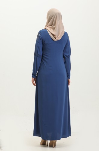 Taş Detayı Elbise Mavi 7804
