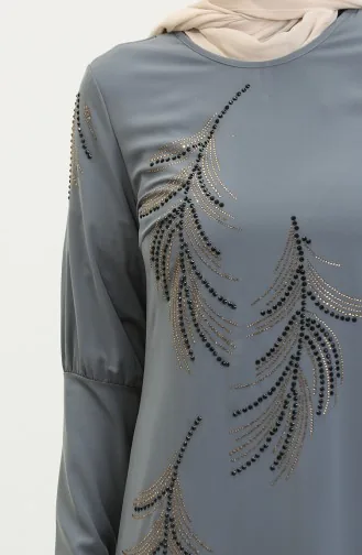 Stone Detail Dress Gray 7804 852