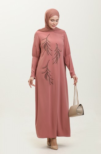 Taş Detayı Elbise Pembe 7804