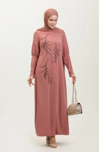 Taş Detayı Elbise Pembe 7804