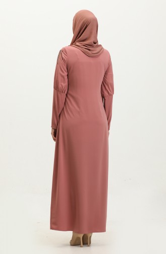 Taş Detayı Elbise Pembe 7804