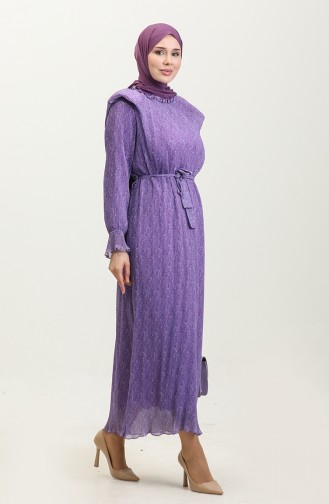Robe Plissée Rembourrée Lilas 7744 863