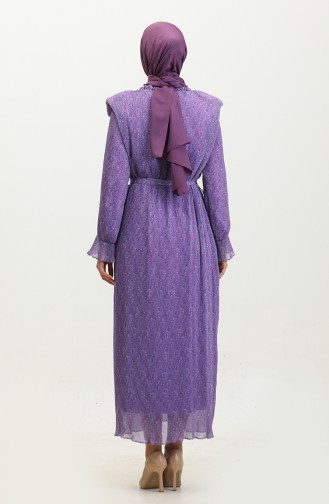 Robe Plissée Rembourrée Lilas 7744 863