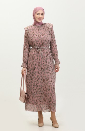 Robe Plissée Rembourrée Rose Séchée 7744 865