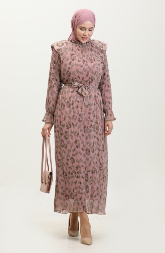 Robe Plissée Rembourrée Rose Séchée 7744 865