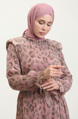 Robe Plissée Rembourrée Rose Séchée 7744 865