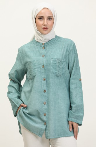 Otantik Bluz Gömlek 0311-01 Nefti Yeşil