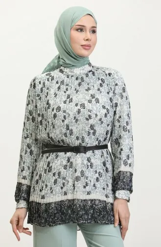 Chemisier Plissé à Motifs Noir T1639 880